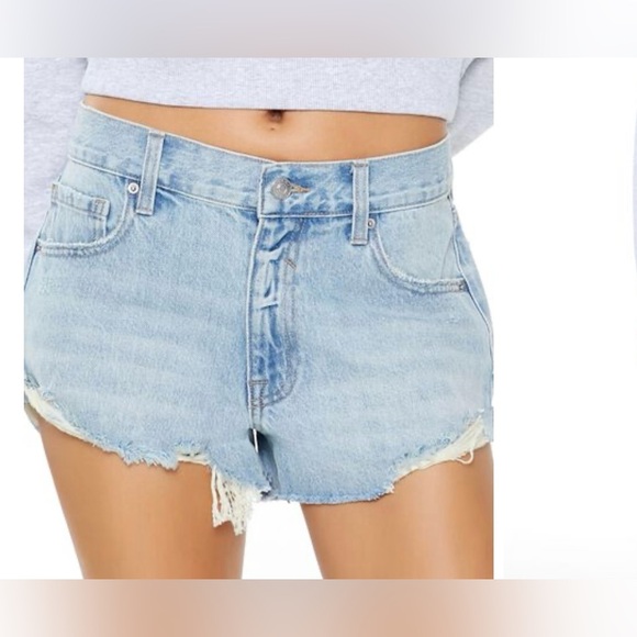 Forever 21 Pants - Forever 21 Distressed High-Rise Denim Shorts
